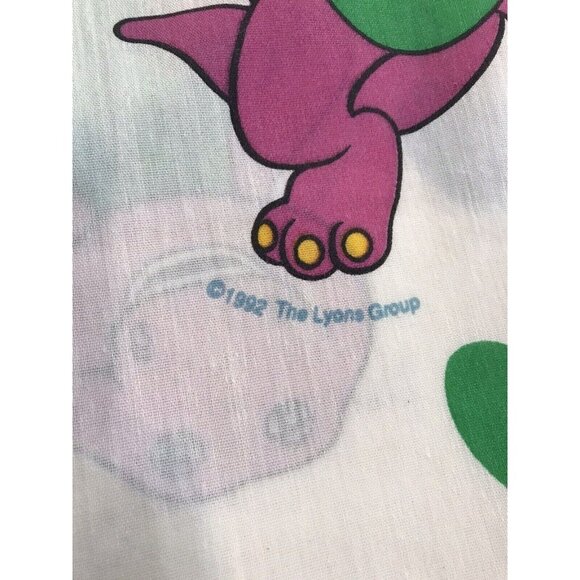 Vintage 1992 Barney Dinosaur Crib Toddler Lot Two Fitted Bed Sheet USA Made 90's - Picture 3 of 6